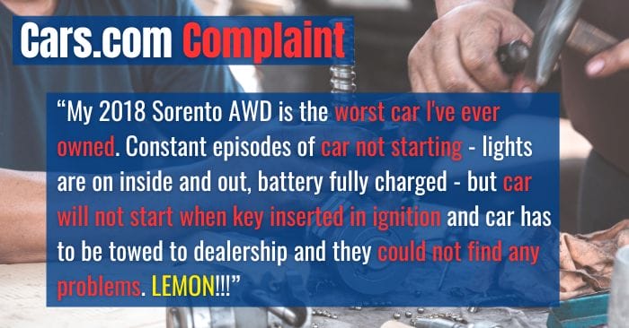 2018 kia sorento complaints