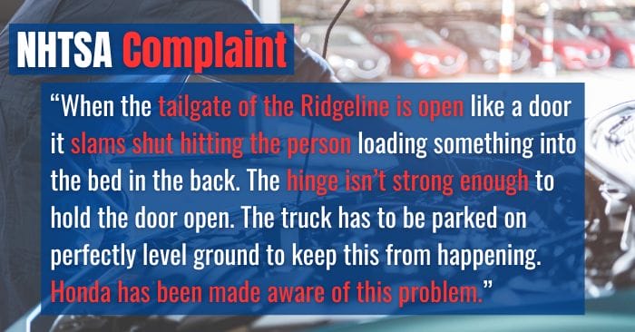 2019 honda ridgeline complaints