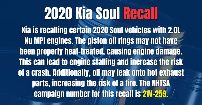 2020 kia soul recall