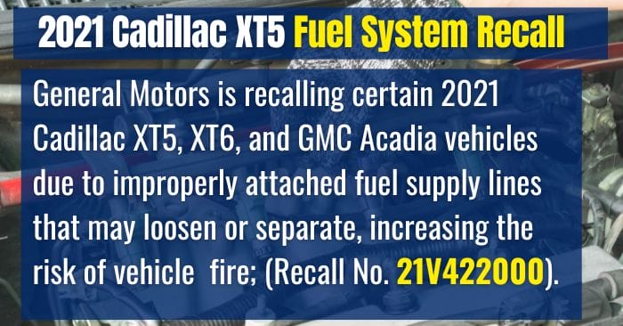 2021 Cadillac XT5 recall