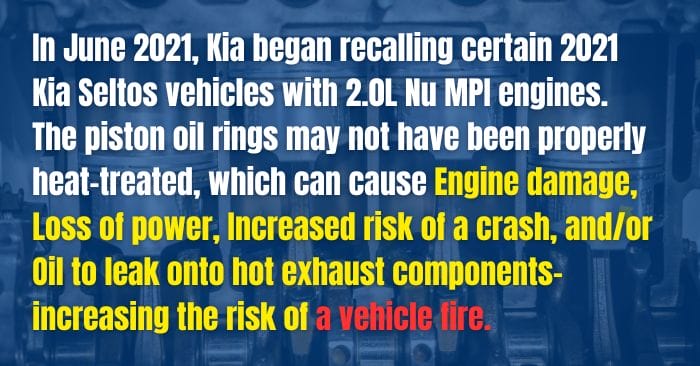 2021 kia seltos engine recall