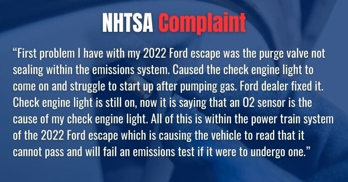 2022 Ford Escape Complaints