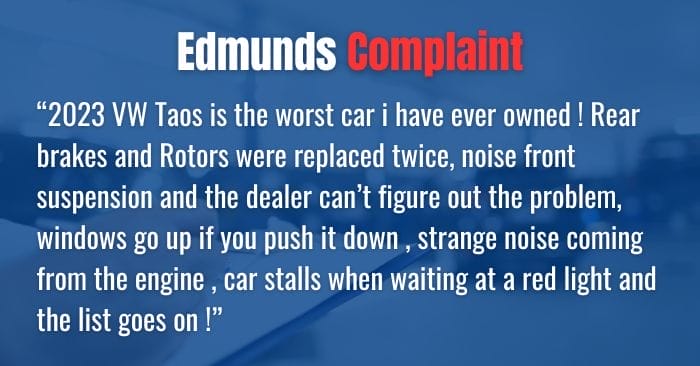 Complaints from Volkswagen Taos Owners