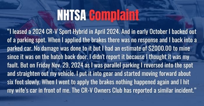 2024 honda crv complaints