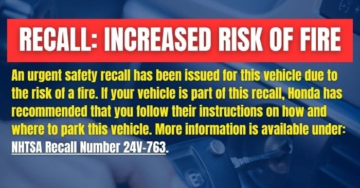 2025 Honda Civic fire risk