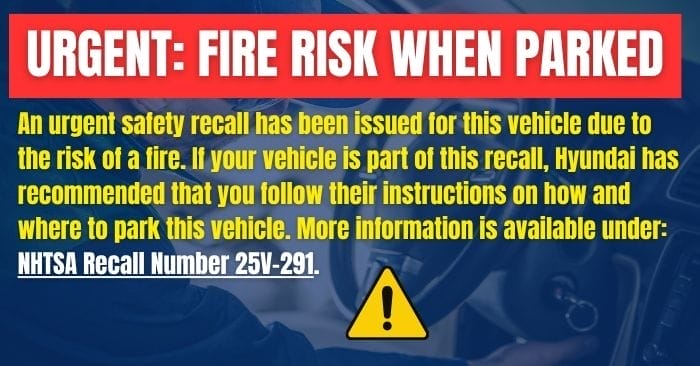 2025 hyundai palisade fire risk recall