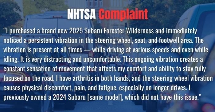 2025 Subaru Forester Owner Complaints