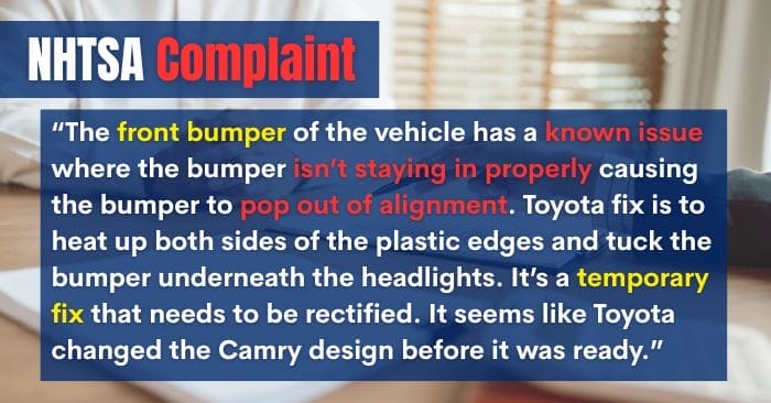 2025 toyota camry complaints