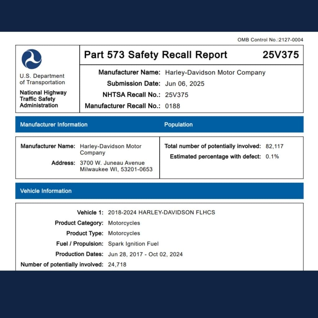 harley davidson recall