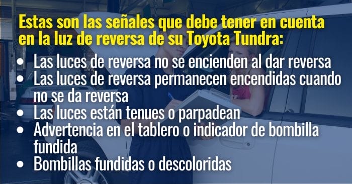 sintomas falla luz de reversa toyota tundra