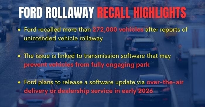 ford rollaway risk