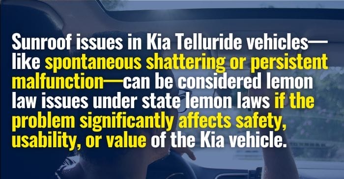kia telluride sunroof issues