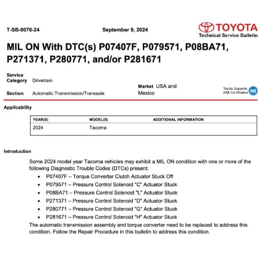 Toyota Tacoma Transmission Problems