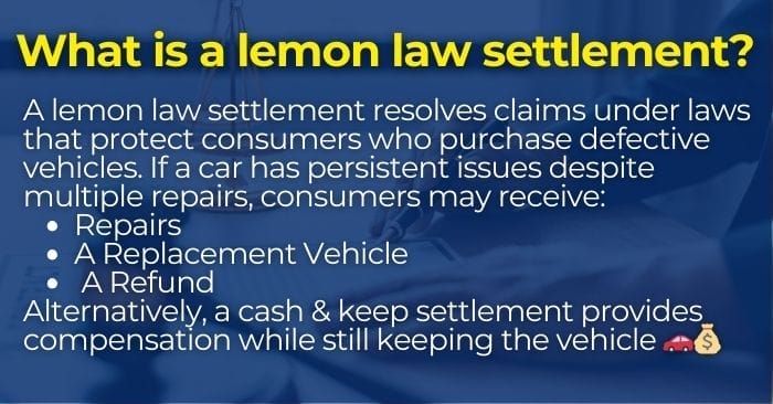 lemon settlements for defective vehicles