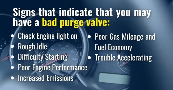 signs of problem with purge valve
