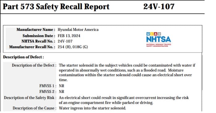 genesis starter recall