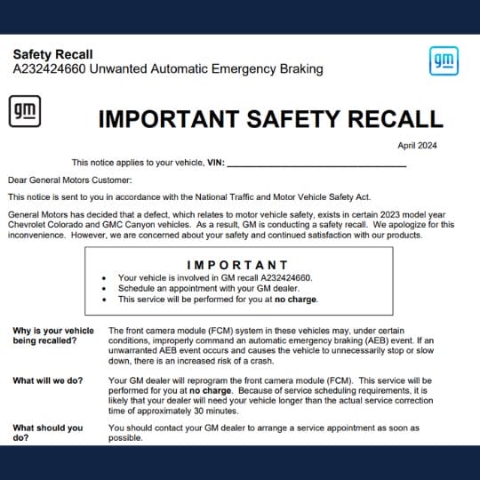 gm aeb recall information
