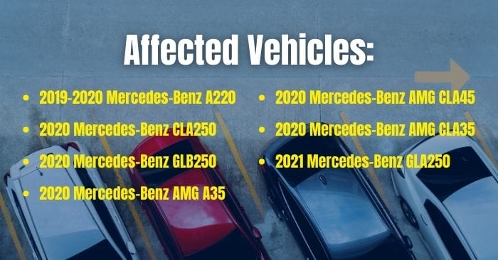 affected mercedes vehicles in this brake pad recall