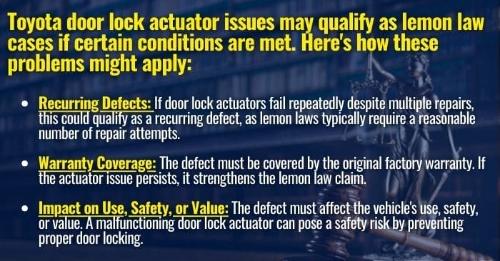 toyota door lock actuator problems