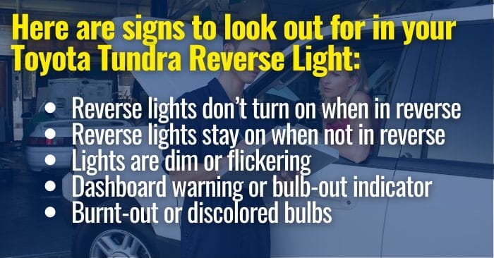 Toyota Tundra Trucks Reverse Light Failure signs